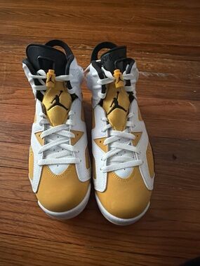 Jordan 6 Basketball Sneakers in White and Yellow